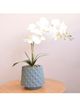 Arranjo de Orquídea Artificial Branca no Vaso Recôncavo Cinza | Formosinha
